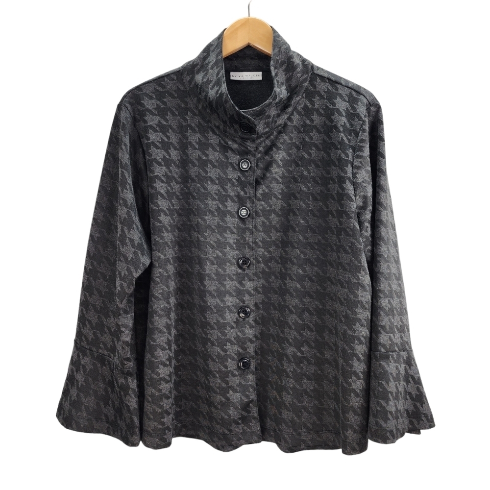 Bryn Walker Houndstooth Knit Jacket Black & Great 1X